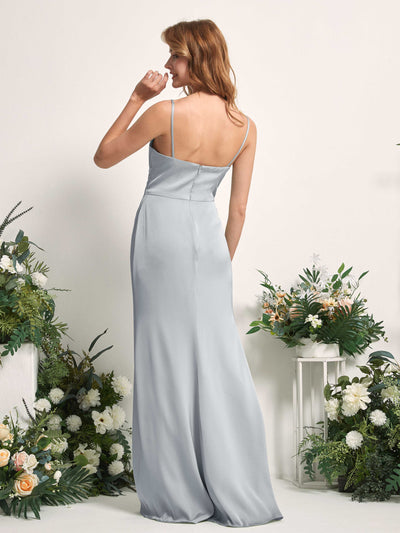Carlyna Hayley Mermaid Baby Blue Satin Bridesmaid Dress Maxi Sleeveless V-Neck Dress Back View #color_baby-blue