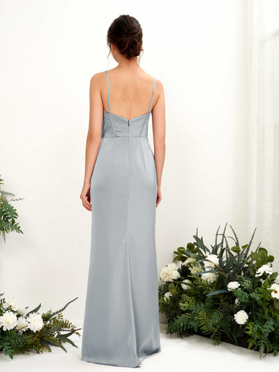 Carlyna Cathy Mermaid Baby Blue Satin Bridesmaid Dress Maxi Sleeveless Sweetheart Dress Back View #color_baby-blue