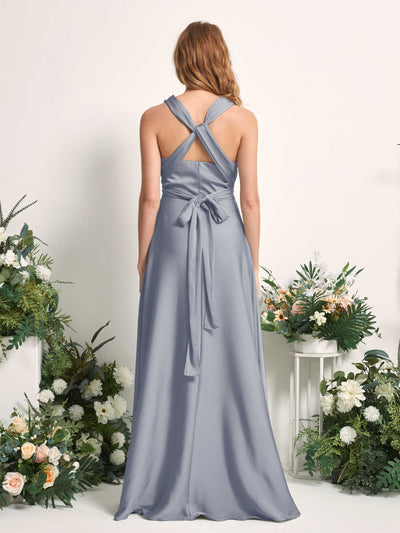Carlyna Mirabelle Convertible Dusty Blue Satin Bridesmaid Dress Maxi Sleeveless Sweetheart Dress #color_dusty-blue