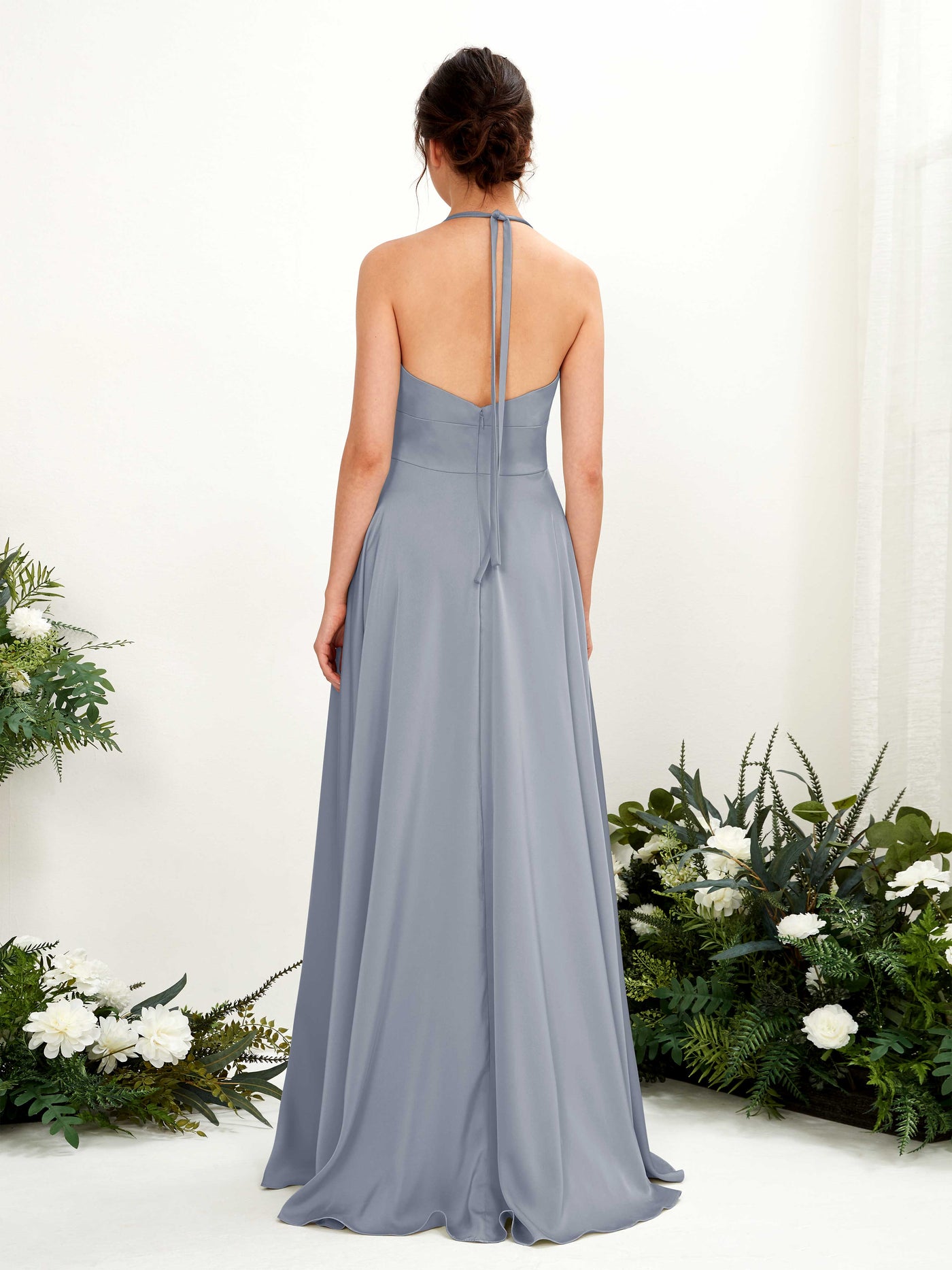 A-line Halter Bridesmaid Dress - Dusty Blue (80223978)#color_dusty-blue