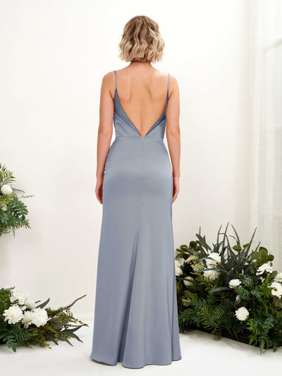 Carlyna Letitia Mermaid Dusty Blue Satin Bridesmaid Dress Maxi Sleeveless V-Neck Dress #color_dusty-blue