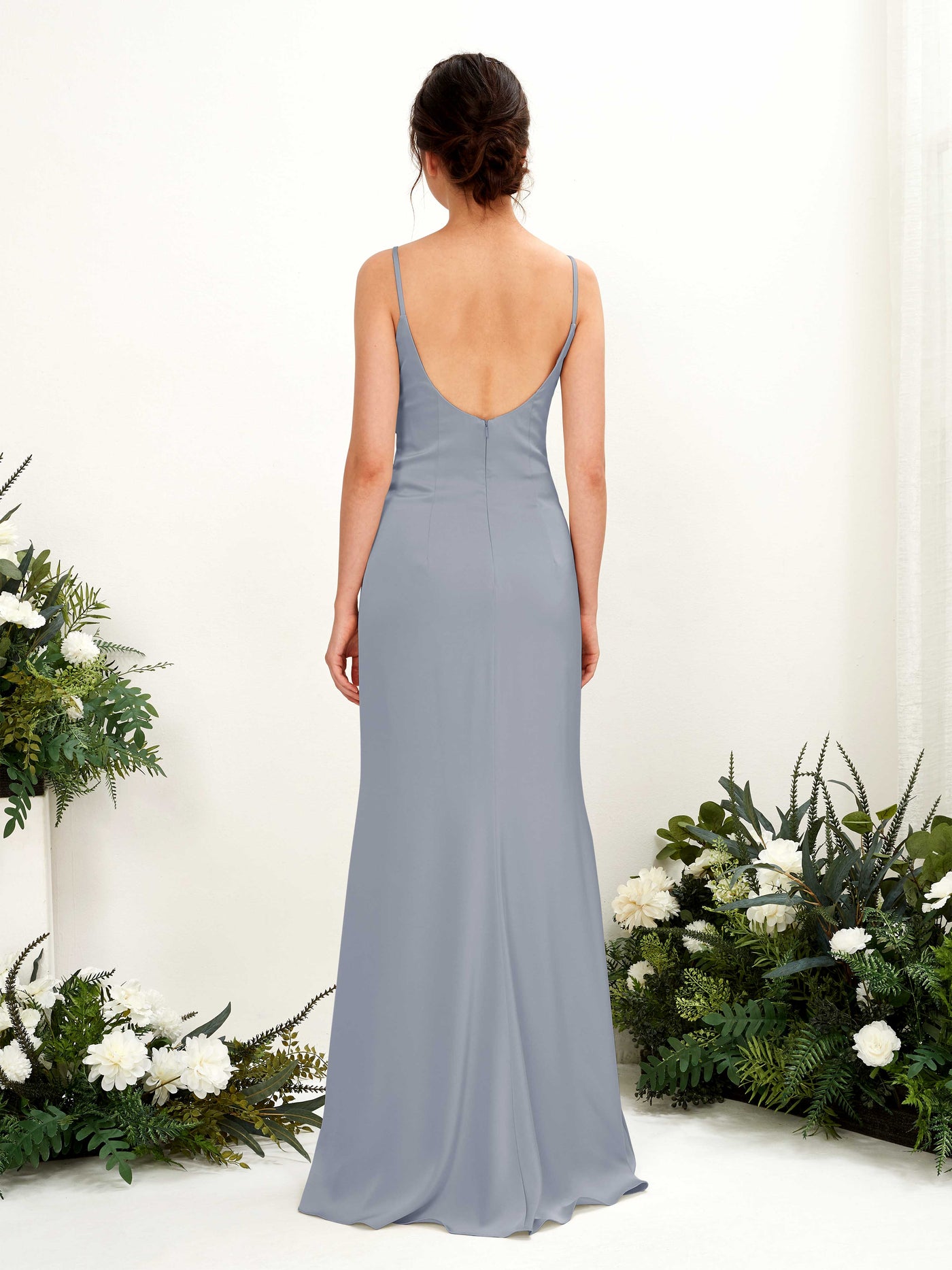 Straps Sleeveless Satin Bridesmaid Dress - Dusty Blue (80221778)#color_dusty-blue