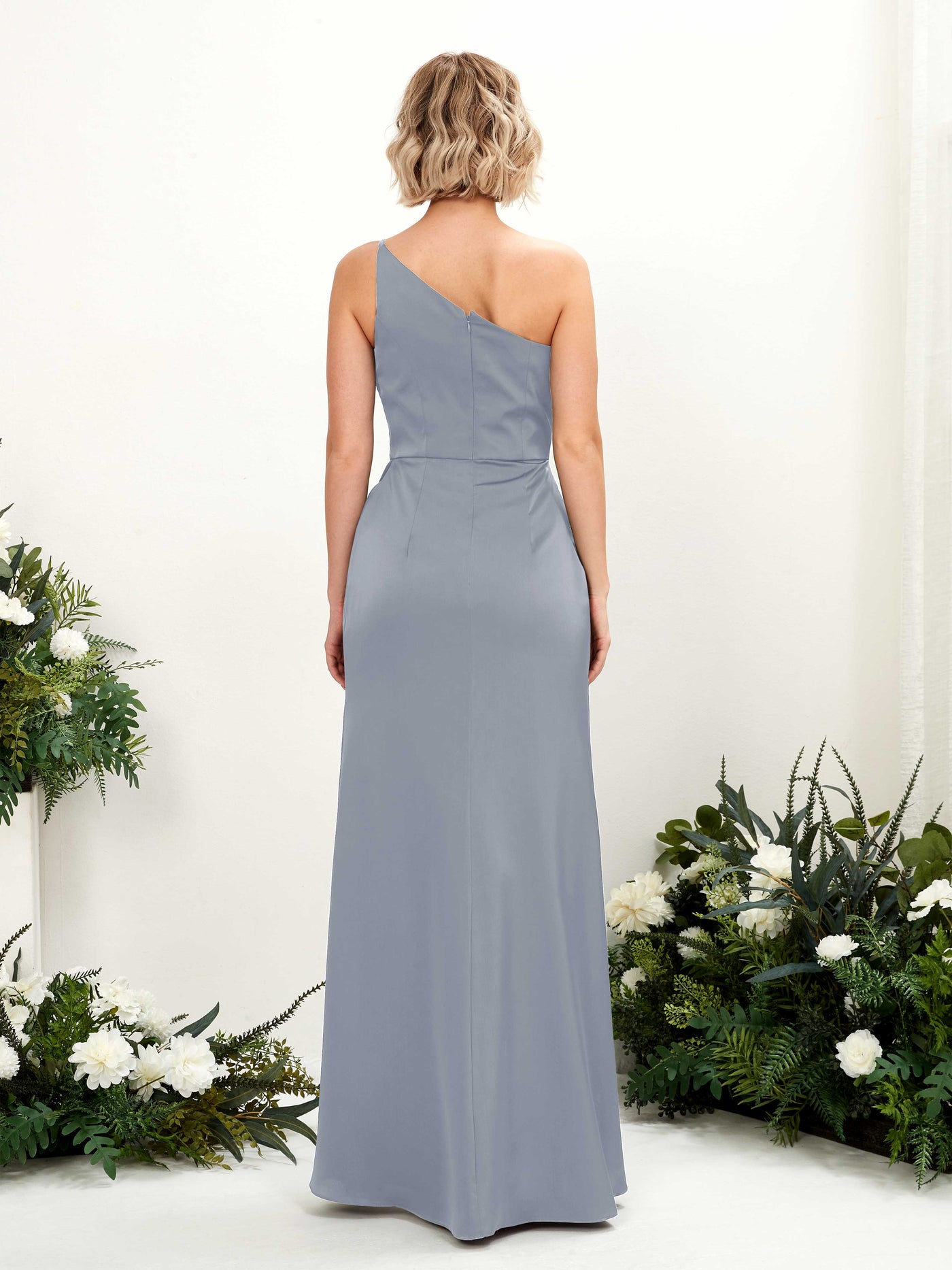 One Shoulder Sleeveless Satin Bridesmaid Dress - Dusty Blue (80220578)#color_dusty-blue
