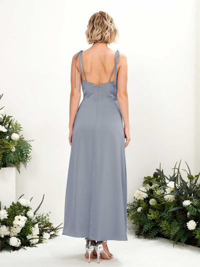 Carlyna Viola Sheath Dusty Blue Satin Bridesmaid Dress Midi Sleeveless Cowl Neck Dress #color_dusty-blue