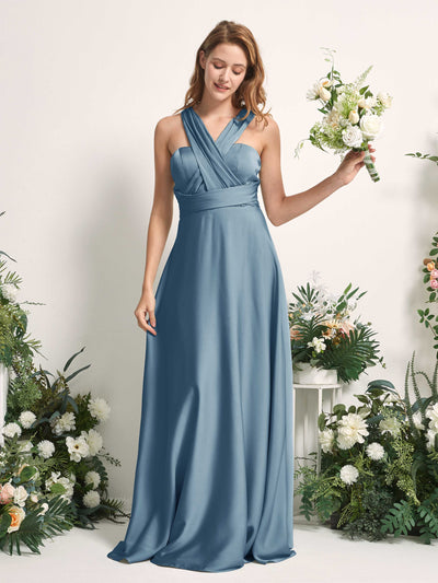 Carlyna Mirabelle Convertible Ink blue Satin Bridesmaid Dress Maxi Sleeveless Sweetheart Dress #color_ink-blue