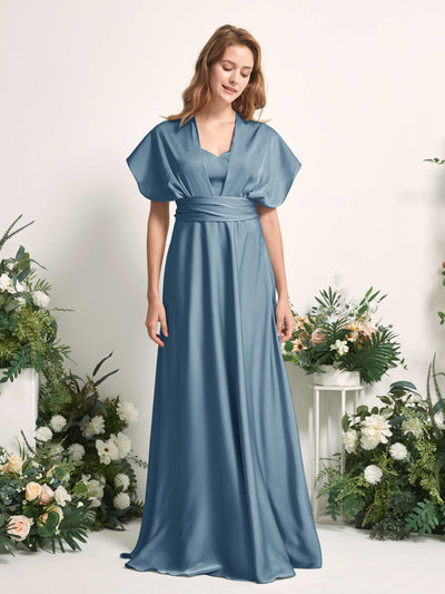 Carlyna Mirabelle Convertible Ink blue Satin Bridesmaid Dress Maxi Sleeveless Sweetheart Dress #color_ink-blue