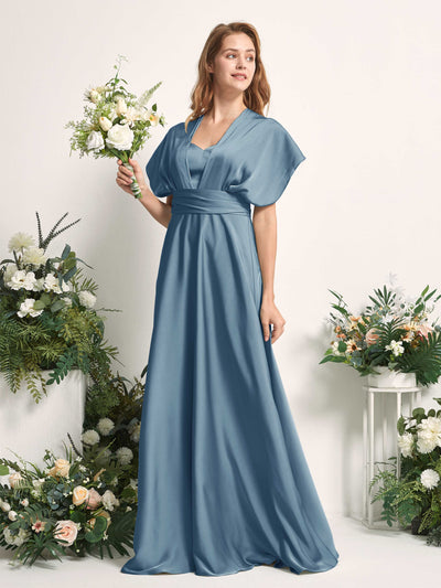 Carlyna Mirabelle Convertible Ink blue Satin Bridesmaid Dress Maxi Sleeveless Sweetheart Dress #color_ink-blue