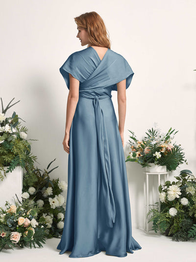 Carlyna Mirabelle Convertible Ink blue Satin Bridesmaid Dress Maxi Sleeveless Sweetheart Dress #color_ink-blue