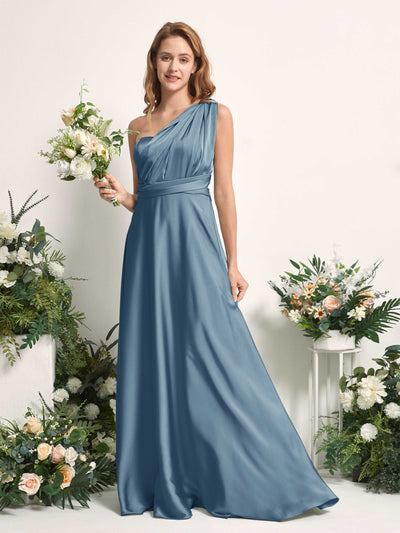 Carlyna Mirabelle Convertible Ink blue Satin Bridesmaid Dress Maxi Sleeveless Sweetheart Dress #color_ink-blue