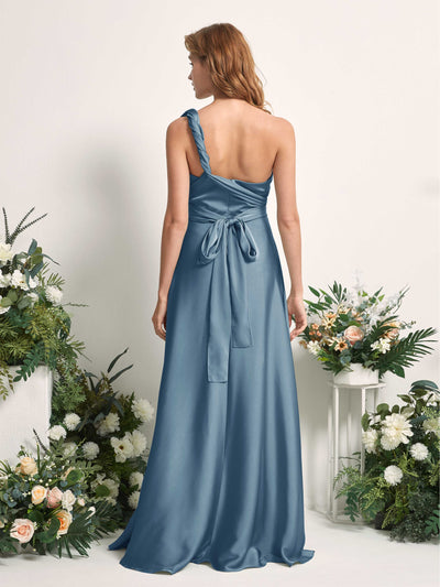 Carlyna Mirabelle Convertible Ink blue Satin Bridesmaid Dress Maxi Sleeveless Sweetheart Dress #color_ink-blue