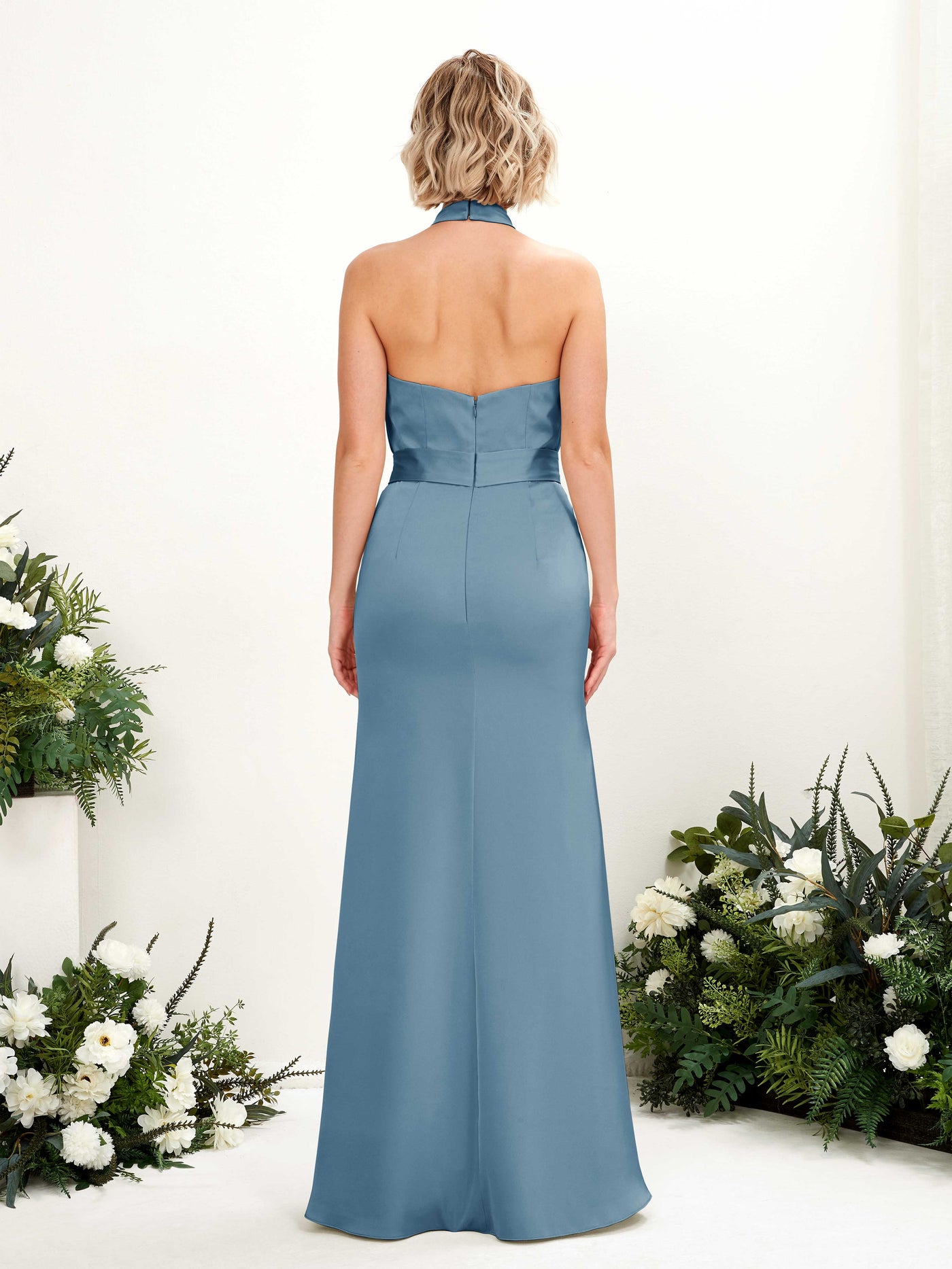 Halter Satin Bridesmaid Dress - Ink blue (80224914)#color_ink-blue