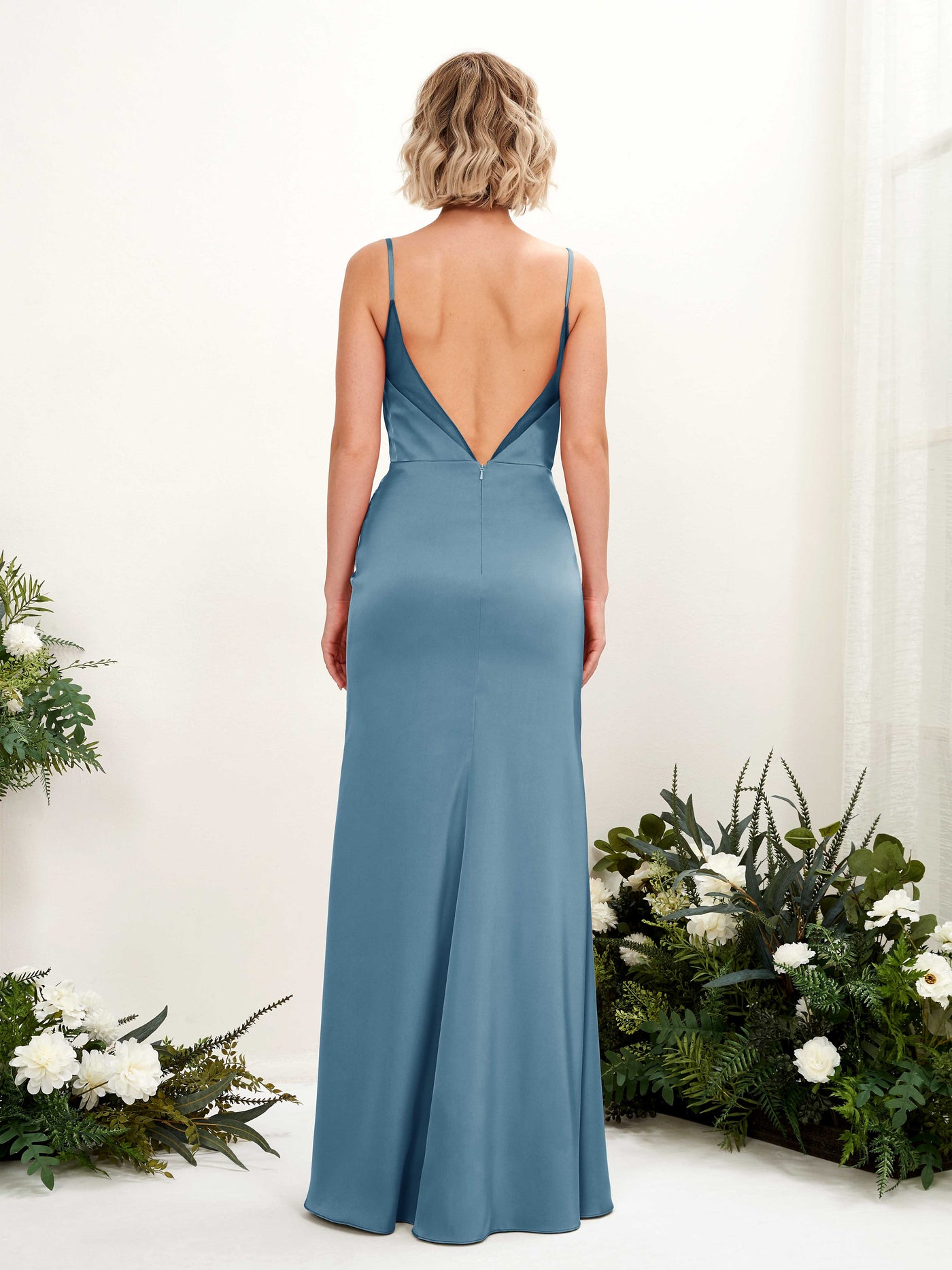 Spaghetti-straps Satin Bridesmaid Dress - Ink blue (80222614)#color_ink-blue