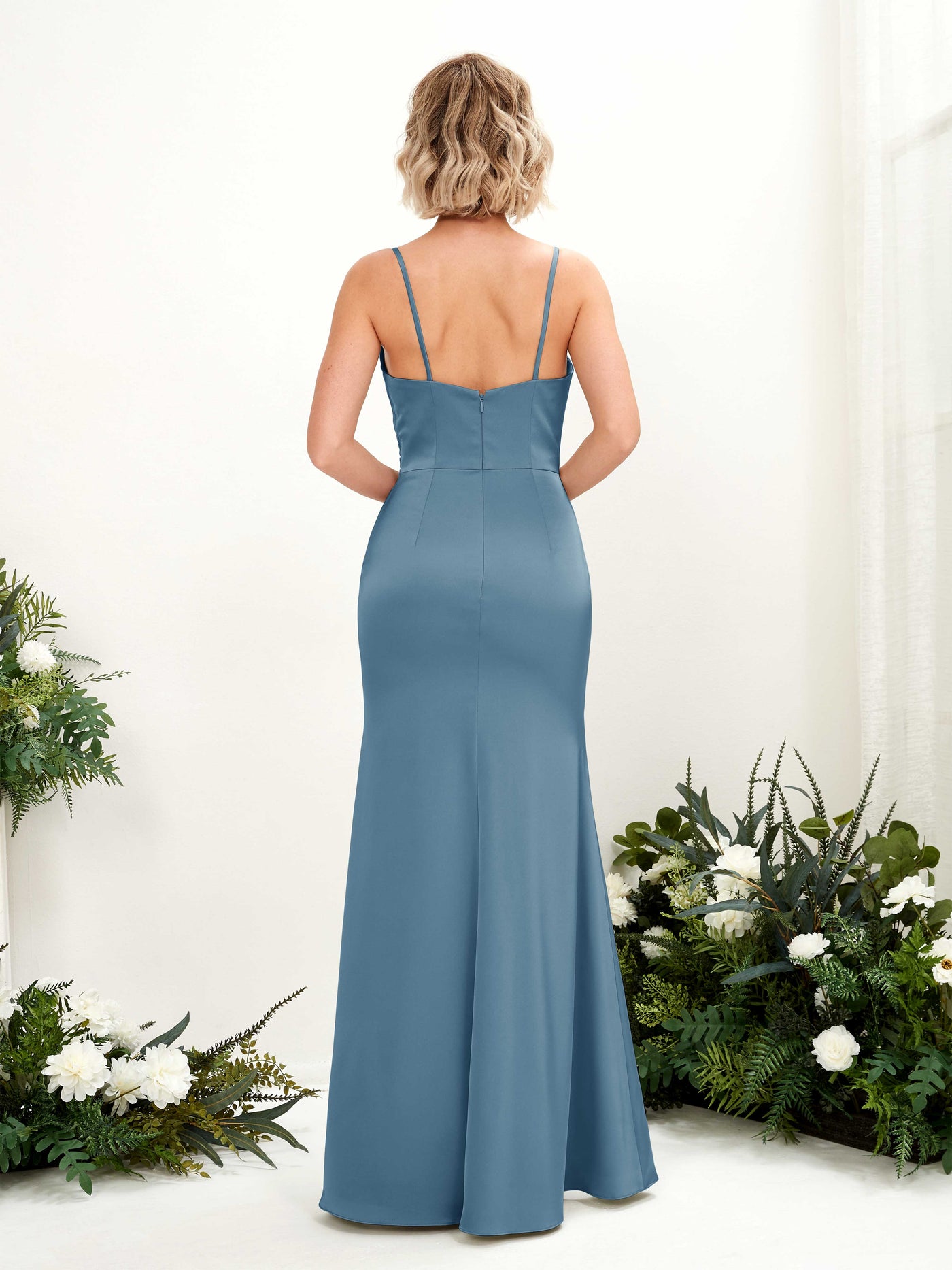 Spaghetti-straps Sweetheart Satin Bridesmaid Dress - Ink blue (80223214)#color_ink-blue