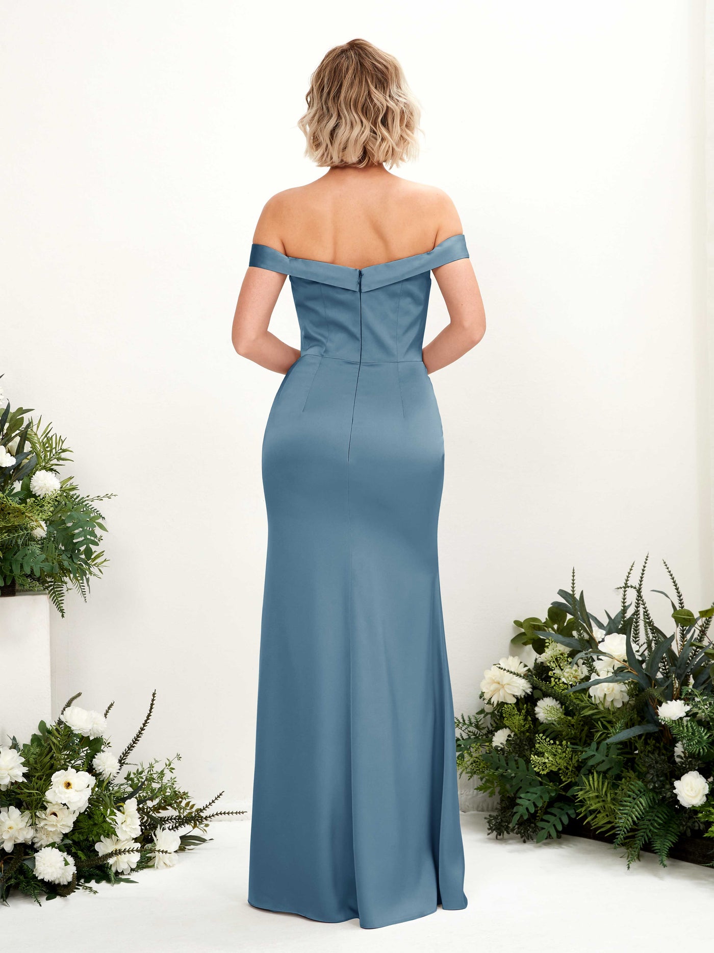 Off Shoulder Sweetheart Satin Bridesmaid Dress - Ink blue (80223814)#color_ink-blue