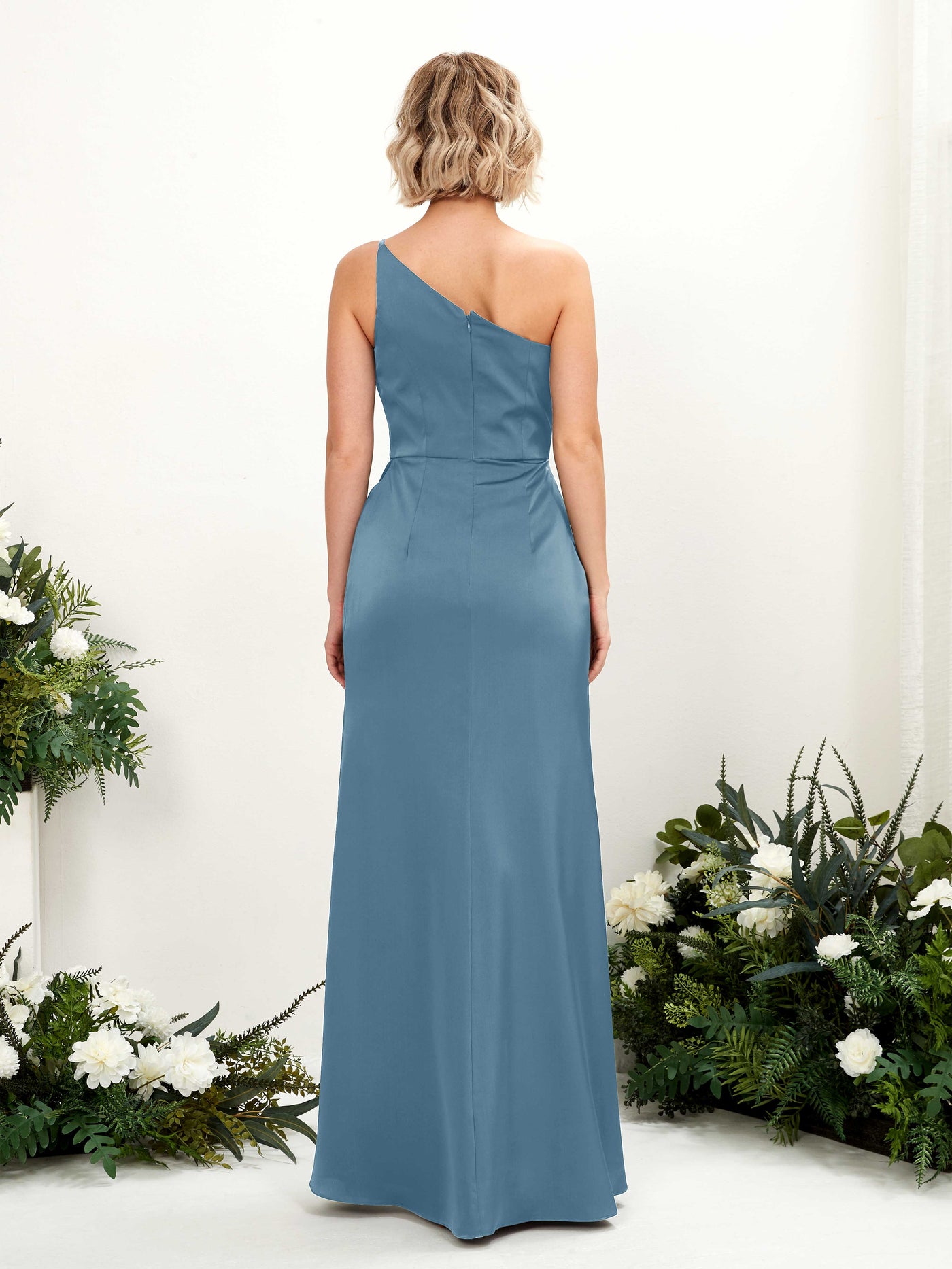 One Shoulder Sleeveless Satin Bridesmaid Dress - Ink blue (80220514)#color_ink-blue