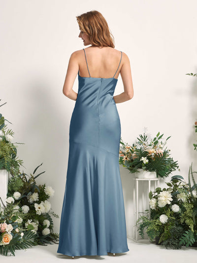Carlyna Miranda Mermaid Ink blue Satin Bridesmaid Dress Maxi Sleeveless Cowl Neck Dress #color_ink-blue