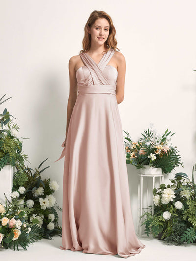 Carlyna Mirabelle Convertible Pearl Pink Satin Bridesmaid Dress Maxi Sleeveless Sweetheart Dress #color_pearl-pink