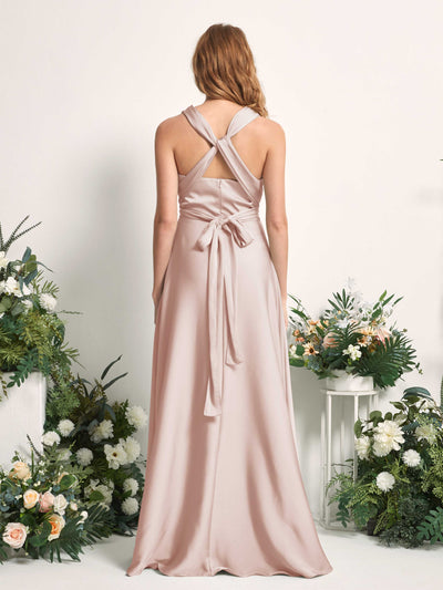 Carlyna Mirabelle Convertible Pearl Pink Satin Bridesmaid Dress Maxi Sleeveless Sweetheart Dress #color_pearl-pink