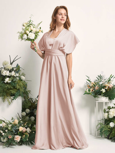 Carlyna Mirabelle Convertible Pearl Pink Satin Bridesmaid Dress Maxi Sleeveless Sweetheart Dress #color_pearl-pink