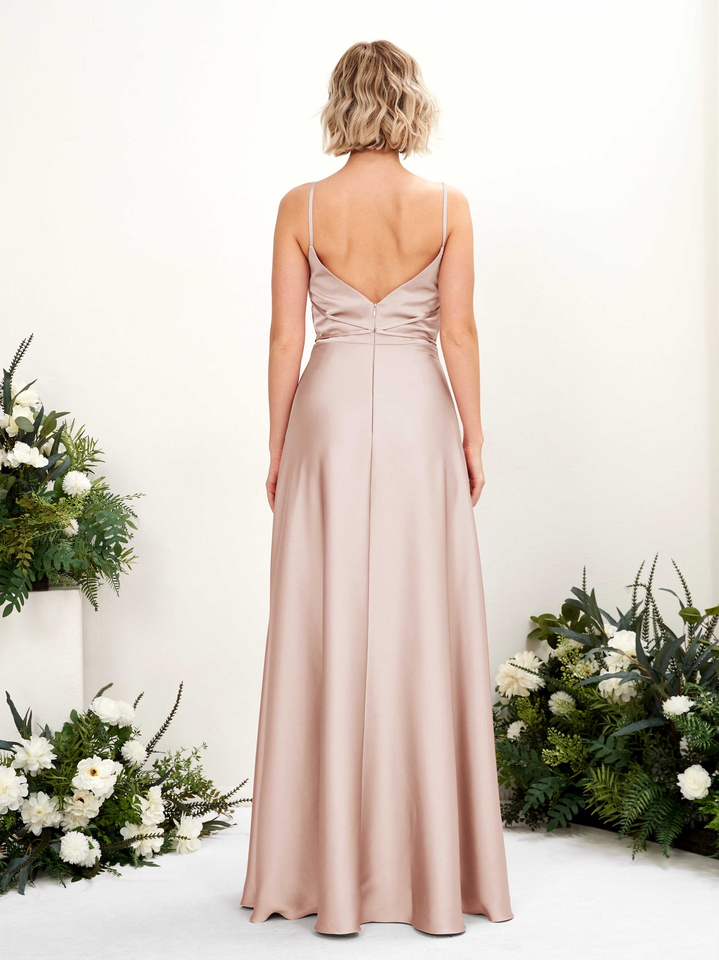 A-line Straps Sleeveless Satin Bridesmaid Dress - Pearl Pink (80223110)#color_pearl-pink