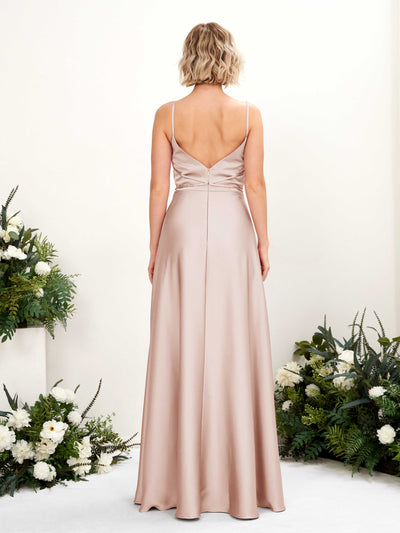 Carlyna Wallis A-Line Pearl Pink Satin Bridesmaid Dress Maxi Sleeveless Cowl Neck Dress #color_pearl-pink