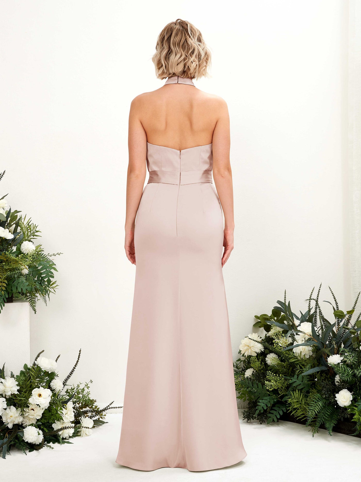 Halter Satin Bridesmaid Dress - Pearl Pink (80224910)#color_pearl-pink