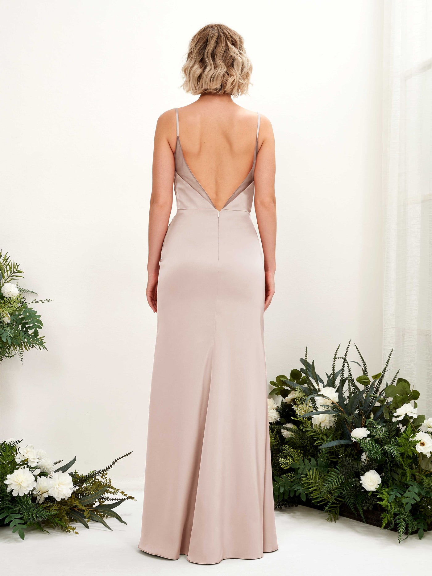 Spaghetti-straps Satin Bridesmaid Dress - Pearl Pink (80222610)#color_pearl-pink