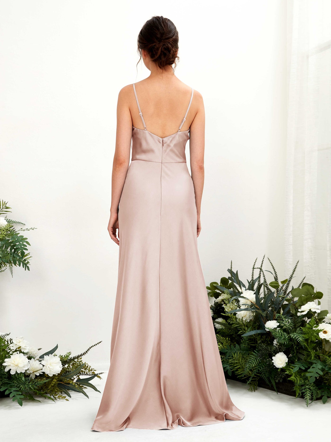 Spaghetti-straps Sleeveless Satin Bridesmaid Dress - Pearl Pink (80221810)#color_pearl-pink
