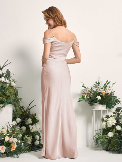 Carlyna Alexis Mermaid Pearl Pink Satin Bridesmaid Dress Maxi Sleeveless Cowl Neck Dress Back View #color_pearl-pink