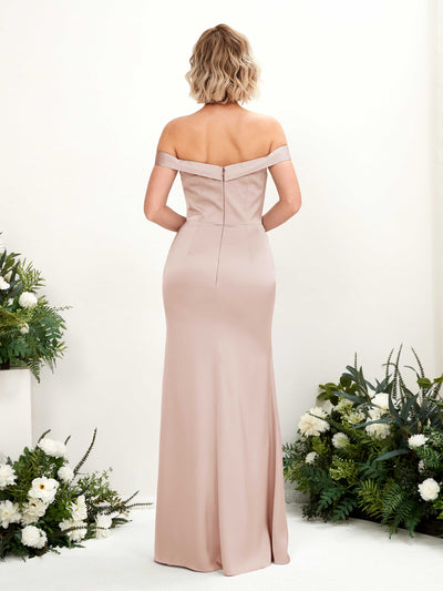 Carlyna Zoe Mermaid Pearl Pink Satin Bridesmaid Dress Maxi Sleeveless Sweetheart Dress #color_pearl-pink