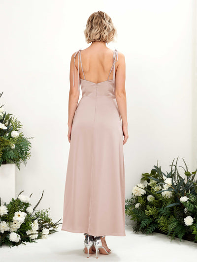 Carlyna Viola Sheath Pearl Pink Satin Bridesmaid Dress Midi Sleeveless Cowl Neck Dress #color_pearl-pink