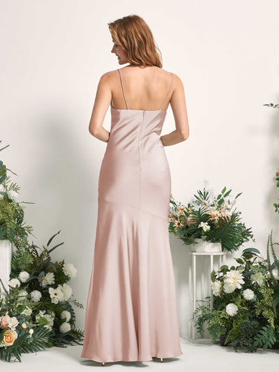 Carlyna Miranda Mermaid Pearl Pink Satin Bridesmaid Dress Maxi Sleeveless Cowl Neck Dress #color_pearl-pink