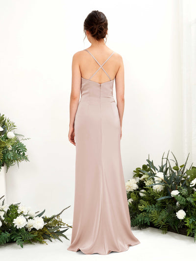 Carlyna Mavis Slim Pearl Pink Satin Bridesmaid Dress Maxi Sleeveless Cowl Neck Dress #color_pearl-pink