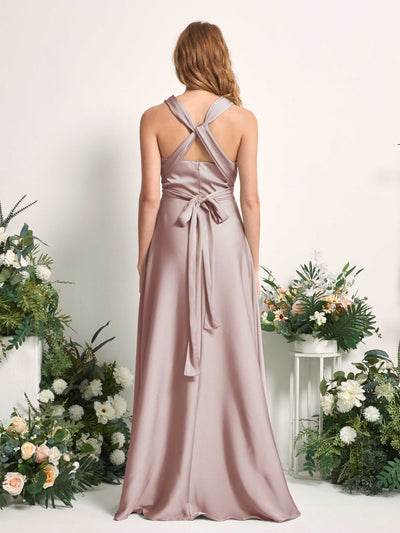 Carlyna Mirabelle Convertible Dusty Rose Satin Bridesmaid Dress Maxi Sleeveless Sweetheart Dress #color_dusty-rose