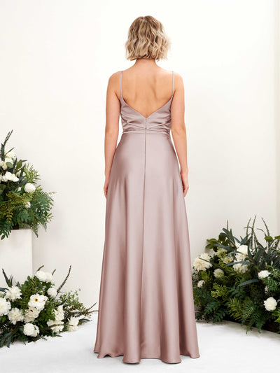 Carlyna Wallis A-Line Dusty Rose Satin Bridesmaid Dress Maxi Sleeveless Cowl Neck Dress #color_dusty-rose