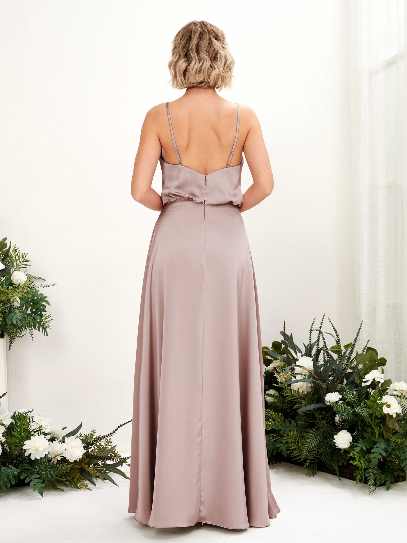 A-line Spaghetti-straps V-neck Satin Bridesmaid Dress - Dusty Rose (80224554)#color_dusty-rose