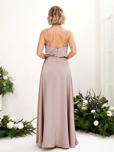 Carlyna Nora A-Line Dusty Rose Satin Bridesmaid Dress Maxi Sleeveless V-Neck Dress #color_dusty-rose