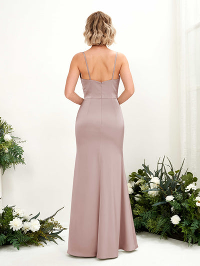 Carlyna Lesley Mermaid Dusty Rose Satin Bridesmaid Dress Maxi Sleeveless Sweetheart Dress #color_dusty-rose