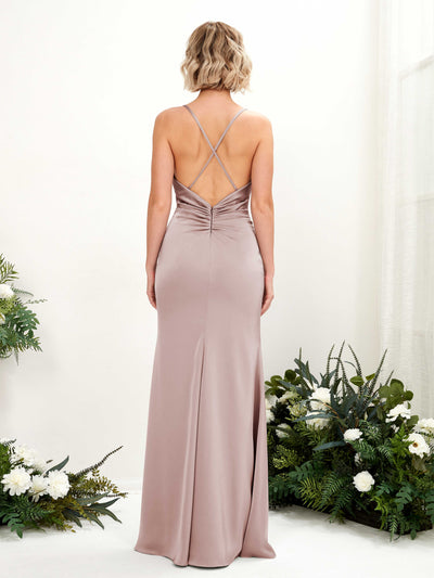 Carlyna Regina Mermaid Dusty Rose Satin Bridesmaid Dress Maxi Sleeveless Cowl Neck Dress #color_dusty-rose