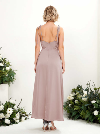Carlyna Viola Sheath Dusty Rose Satin Bridesmaid Dress Midi Sleeveless Cowl Neck Dress #color_dusty-rose