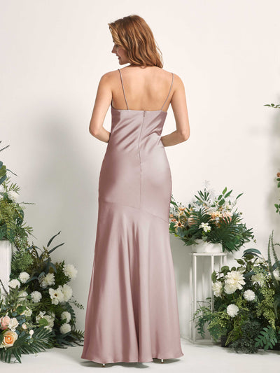 Carlyna Miranda Mermaid Dusty Rose Satin Bridesmaid Dress Maxi Sleeveless Cowl Neck Dress #color_dusty-rose