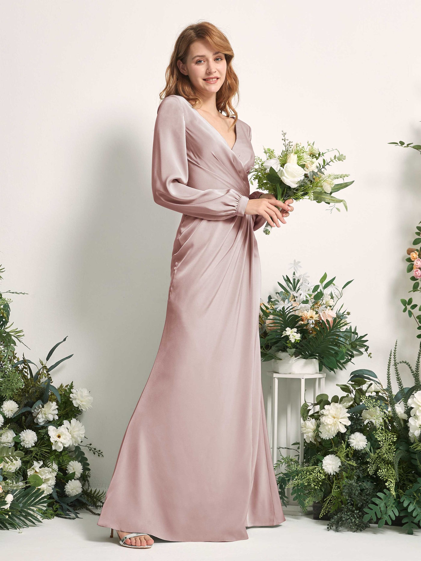 Bridesmaid Dusky Pink Long Dress Dusty Rose Long Dress With