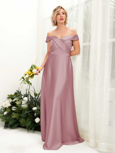 Carlyna Chloe A-Line Rose Quartz Satin Bridesmaid Dress Maxi Sleeveless Sweetheart Dress Front View #color_rose-quartz
