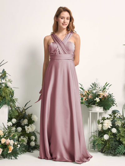 Carlyna Mirabelle Convertible Rose Quartz Satin Bridesmaid Dress Maxi Sleeveless Sweetheart Dress #color_rose-quartz