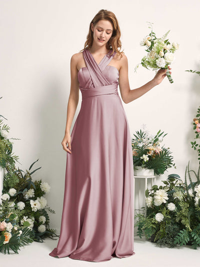 Carlyna Mirabelle Convertible Rose Quartz Satin Bridesmaid Dress Maxi Sleeveless Sweetheart Dress #color_rose-quartz