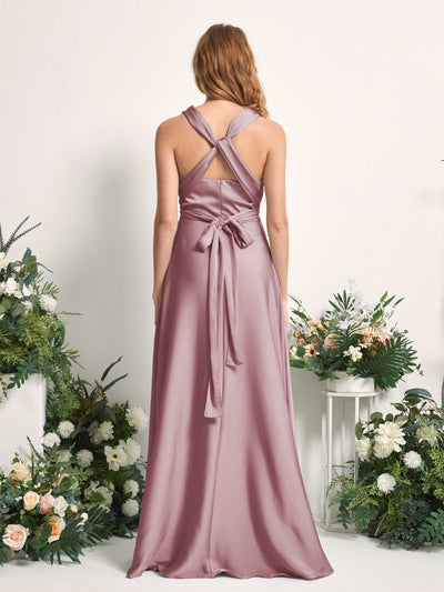 Carlyna Mirabelle Convertible Rose Quartz Satin Bridesmaid Dress Maxi Sleeveless Sweetheart Dress #color_rose-quartz