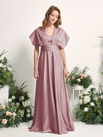 Carlyna Mirabelle Convertible Rose Quartz Satin Bridesmaid Dress Maxi Sleeveless Sweetheart Dress #color_rose-quartz