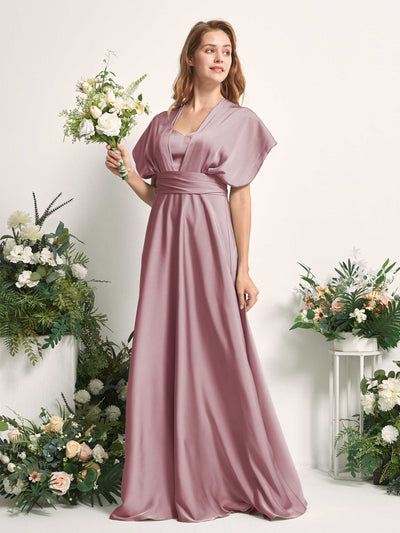 Carlyna Mirabelle Convertible Rose Quartz Satin Bridesmaid Dress Maxi Sleeveless Sweetheart Dress #color_rose-quartz