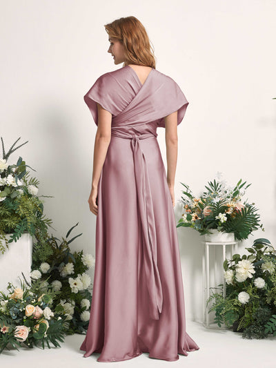 Carlyna Mirabelle Convertible Rose Quartz Satin Bridesmaid Dress Maxi Sleeveless Sweetheart Dress #color_rose-quartz