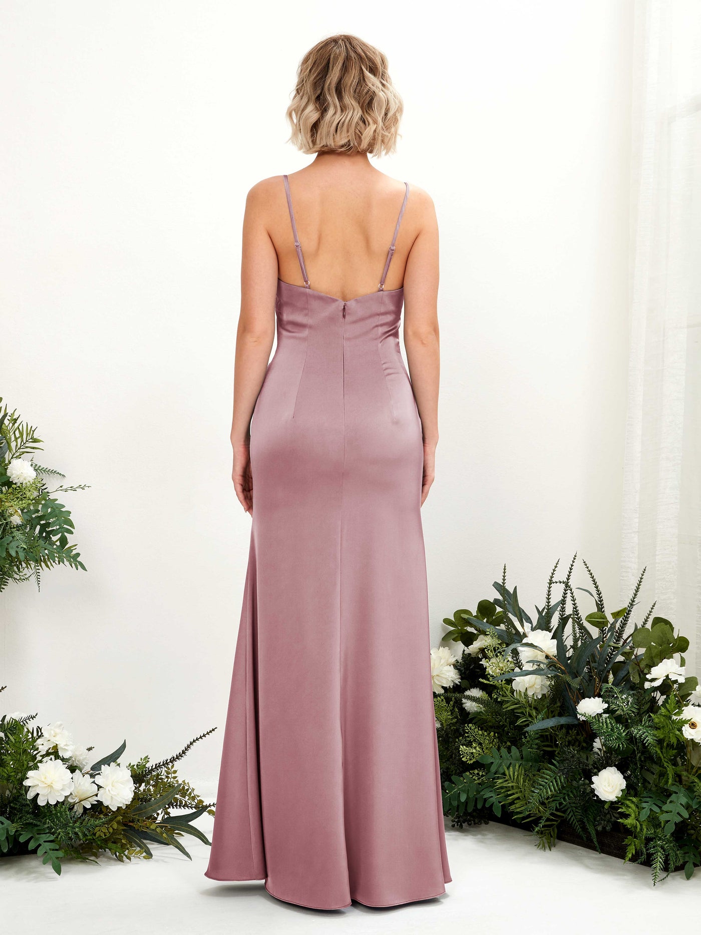 Straps Satin Bridesmaid Dress - Rose Quartz (80223066)#color_rose-quartz